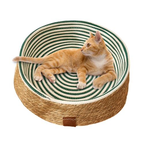 Katzenkorbbett – Katzen-Weidenkorb-Bett | Rattan-Webart Katzenliege Gewebtes Katzenbett, Weiden-Hundebett, Katzenkratzbrett, gemütliches Kätzchenbett zum Kratzen von Kaninchen, Haustieren, Katzenkorb von Bbbabeslk