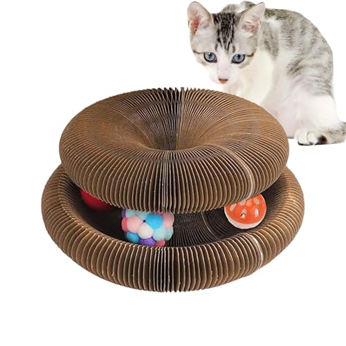 Katzenkratzbrett,Orgel-Katzenkratzer - Faltbares Cat Grinding Scratch Pad mit Bällen - Interaktives Kratzpad, faltbar, für Katzen, Schleifen, Kratzbrett, Katzenkratzer, Katzenpfoten-Akkordeon von Bbbabeslk