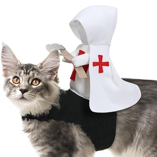 Katzenritter-Kostüm, Kreuzritter-Stil, Haustier-Outfit, Haustier-Kostüm, Hundebekleidung, Halloween-Cosplay-Outfit für Hunde und Katzen von Bbbabeslk