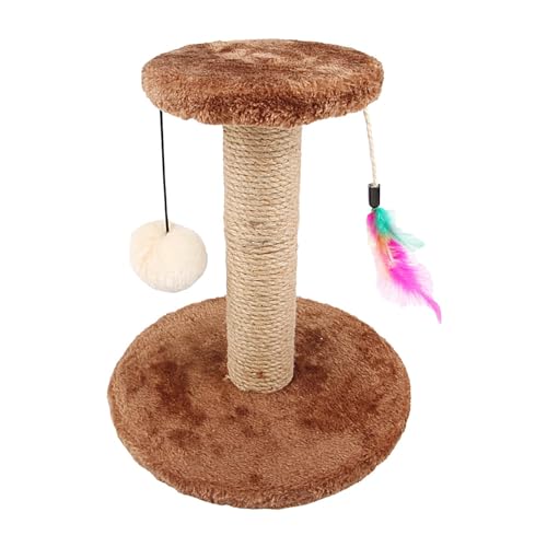 Kratzbaum für Katzen, 27 cm, weiches Spielzeug, Kratzstange für Kätzchen, kratzfestes Plüsch-Katzenspielzeug aus Sisal, vertikaler Kratzbaum zur Selbstunterhaltung, Katzenkratzturm mit flauschigen Bäl von Bbbabeslk