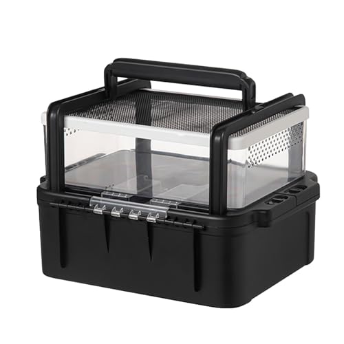 Reptilien-Futterbox – Schildkröten-Lebensraumkäfig | Transparente Reptilienzuchtbox | Outdoor-Reptilien-Reiseträger, tragbares Reptiliengehege mit Deckel für Frösche, Eidechsen, Krabben von Bbbabeslk