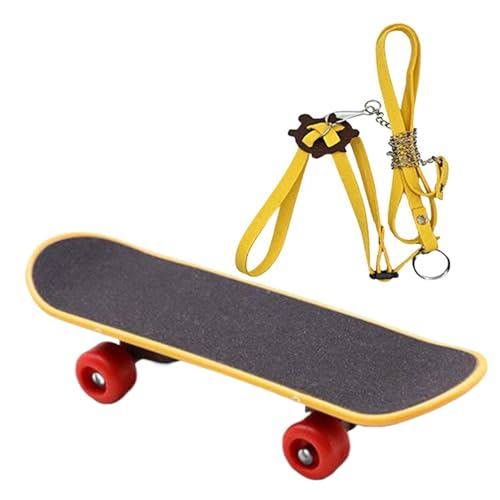 Schildkröten-Seil-Skateboard – Bartagamen-Seil-Reptil-Skateboard | Schildkröten-Haustier-Gehleine, Kontrollseil, Brusthalsband und Skateboard-Set, praktisches Trainingsschildkröten-Gehseil für Reptili von Bbbabeslk