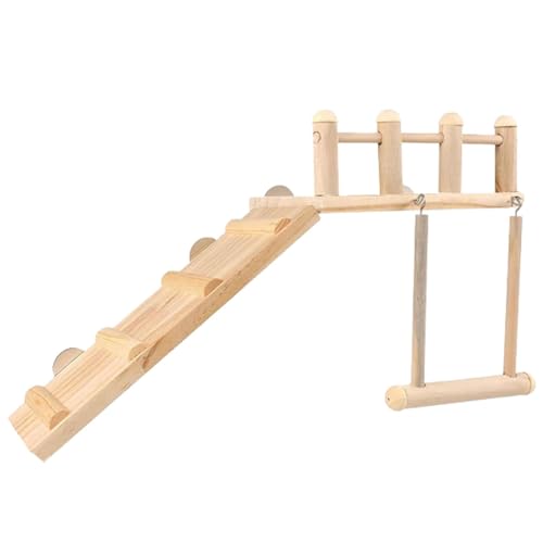 Vogelleiterbrücke - Papageien-Trainings-Hängebrücke | Parrot Toys Swing Hammock Bridge Kauspielzeug | Holzständer Zweige Nymphensittich Hängematte Schaukel Spielzeug Vogelkäfig Zubehör von Bbbabeslk