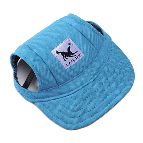 BbearT® Haustier-Hut, Freizeit-Visier, Haustier-Hut, Baseball, Sonnenhut, Sportkappe mit Ohrlöchern und Kinnriemen für mittelgroße Hunde, große Hunde (XL, blau) von BbearT