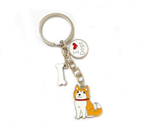 bbeart® Dog Keyring Keychain, Schlüsselanhänger aus kleinem Hundemetall mit Schlüsselbund Keyring Key Tags Car Keyring Pocket Charm Yellow Husky von BbearT