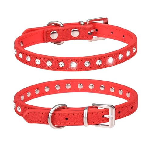 Bbmmayy Hundehalsband für Welpen, Katzen, mit Kristalldiamanten, bunt, glitzernd, Größe XS, Rot von Bbmmayy