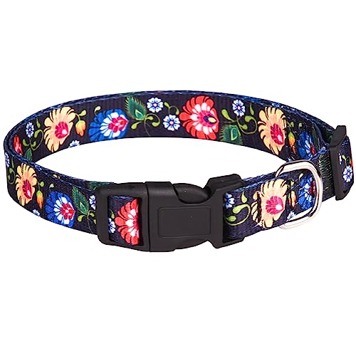 Bbmmayy Hundehalsband für kleine, mittelgroße und große Hunde, niedliches Mädchen, weich, verstellbar, ausgefallenes Blumenmädchen, Welpen, Hundehalsbänder, Spazierengehen, Laufen, Training (XL, Schwarz) von Bbmmayy