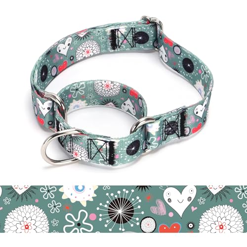 Bbmmayy Martingale Hundehalsband, verstellbar, weich, buntes Blumenmuster, niedliches Muster für Welpen, für mittelgroße und große Hunde, Spazierengehen, Laufen, Training (14, M: 2,5 cm breit für von Bbmmayy