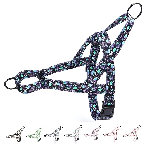 Bbmmayy No Pull Hundegeschirr für kleine, mittelgroße und große Haustiere - Blumenmuster Nylon Sicherheitstraining Hundegeschirr (L, Totenkopf) von Bbmmayy