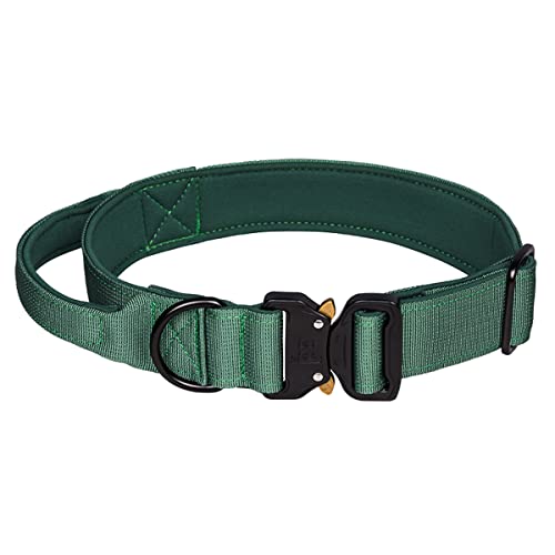 Bbmmayy Taktisches Hundehalsband, Militärisches Hundehalsband für mittelgroße Hunde, verstellbares Nylon Halsbänder mit Griff, dickes Halsband mit Metallschnalle für große Hunde (M, Grün) von Bbmmayy