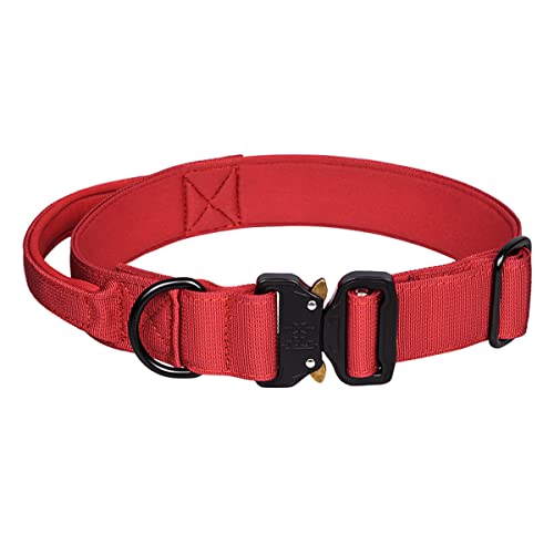 Bbmmayy Taktisches Hundehalsband, Militärisches Hundehalsband für mittelgroße Hunde, verstellbares Nylon Halsbänder mit Griff, strapazierfähiges, dickes Halsband mit Metallschnalle für große Hunde (M, von Bbmmayy