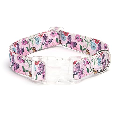 Bbmmayy Verstellbares Hundehalsband, spezielle Design-Muster, weiches Nylon, bequem, langlebig, Haustierhalsband für kleine, mittelgroße und große Hunde, perfektes Haustierhalsbandgeschenk (M, Rosa2) von Bbmmayy