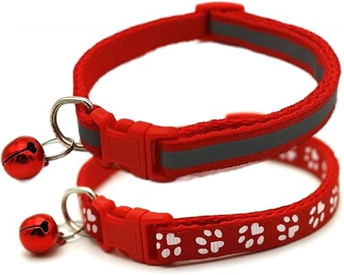 XS Hundehalsband mit Glöckchen, 2er-Pack, einfaches und reflektierendes Katzenhalsband mit Glöckchen für XXS, XS, kleine Haustiere, Jungen, kleine Kätzchen, Mädchen, Tier, Halsumfang 17,8–30,5 cm, von Bbmmayy