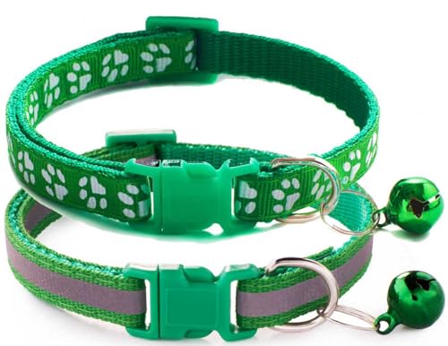 XS Hundehalsband mit Glöckchen, 2er-Pack, einfaches und reflektierendes Katzenhalsband mit Glöckchen für XXS, XS, kleine Haustiere, Jungen, kleine Kätzchen, Mädchen, Tier, Halsumfang 17,8–30,5 cm, von Bbmmayy