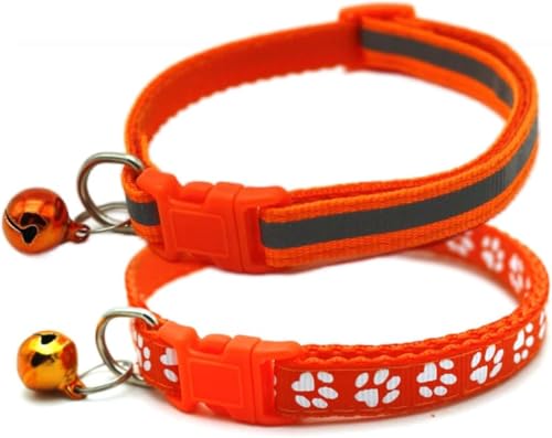 XS Hundehalsband mit Glöckchen, 2er-Pack, einfaches und reflektierendes Katzenhalsband mit Glöckchen für XXS, XS, kleine Haustiere, Jungen, kleine Kätzchen, Mädchen, Tier, Halsumfang 17,8–30,5 cm, von Bbmmayy