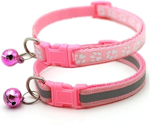 XS Hundehalsband mit Glöckchen, 2er-Pack, einfaches und reflektierendes Katzenhalsband mit Glöckchen für XXS, XS, kleine Haustiere, Jungen, kleine Kätzchen, Mädchen, Tier, Halsumfang 17,8–30,5 cm, von Bbmmayy