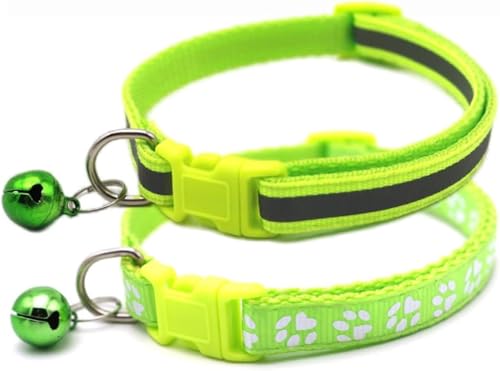 XS Hundehalsband mit Glöckchen, 2er-Pack, einfaches und reflektierendes Katzenhalsband mit Glöckchen für XXS, XS, kleine Haustiere, Jungen, kleine Kätzchen, Mädchen, Tier, Halsumfang 17,8–30,5 cm von Bbmmayy