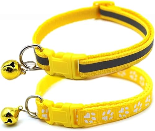 XS Hundehalsband mit Glöckchen, 2er-Pack, einfaches und reflektierendes Katzenhalsband mit Glöckchen für XXS, XS, kleine Haustiere, Jungen, kleine Kätzchen, Mädchen, Tier, Halsumfang 17,8–30,5 cm, von Bbmmayy