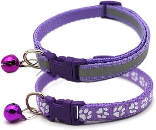 XS Hundehalsband mit Glöckchen, 2er-Pack, einfaches und reflektierendes Katzenhalsband mit Glöckchen für XXS, XS, kleine Haustiere, Jungen, kleine Kätzchen, Mädchen, Tier, Halsumfang 17,8–30,5 cm, von Bbmmayy