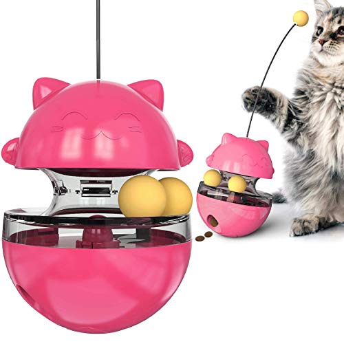 Interaktives Spielzeug Katzenfutter Tumbler Ball Spielzeug, Rot Katzenspielzeug für Hauskatzen Interaktiv, Cats Stick Interaktives Lernspielzeug mit Leaky Ball, Cat Slow Feeder Bowl von Bbrand