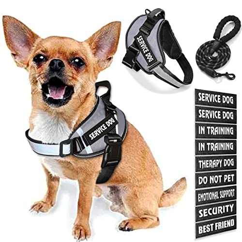 Bcadem Service Dog Weste, 9 Dog Patches No Pull Dog Harness and Leash Set with Handle Easy On and Off Pet Vest Harness with Night Safe Reflective Straps for Small Medium Large Breed Dogs von Bcadem