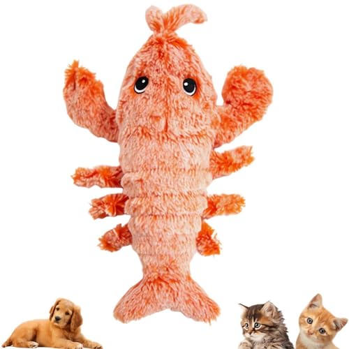 Bcowtte Floppy Lobster Hundespielzeug Plüsch Springhummer Interaktives Spielzeug, Bewegungsaktiviertes Bewegliches Haustierspielzeug, B von Bcowtte