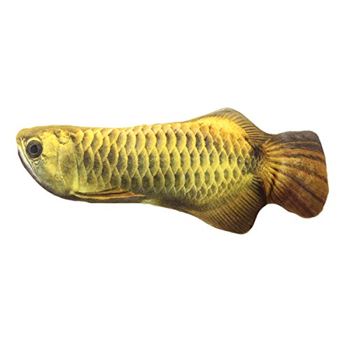 Bcowtte Interaktive Katze Spielzeug Katze Mint Spielen Fisch Form Plueschtiere beschichtet mit Katzenminze Gras fuer Haustier Kaetzchen 20cm(Arowana) von Bcowtte