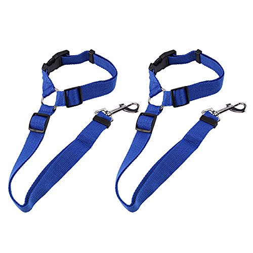 Bdukbduk 2 Packs Hundekatze Gurtband Auto Kopfstuetze Rueckhaltes Einstellbar Nylon Stoff Hunde Halter Fahrzeug Sicherheitsgurte Gurt Marineblau von Bdukbduk