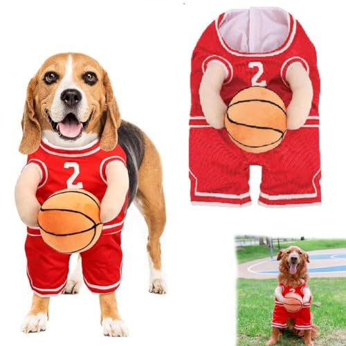 Hunde-Basketball-Kostüm mit Ball, Basketballspieler-Kostüm mit Ball, Hunde-Basketball-Kostüm, Halloween-Kostüm, Basketball-Kostüm für Hunde, Cosplay, Haustier-Halloween-Kostüm von Bduttlefish