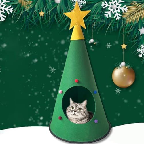 Weihnachtsbaum-Katzenhaus, niedliches Katzenhöhlenbett, warmes Weihnachts-Katzenbett für den Winter, gemütliches Katzenhaushaus, Weihnachtsdekoration, geräumiges Katzenhaus für Tierliebhaber, von Bduttlefish