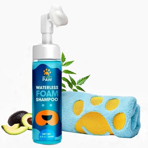 Pet Paw Cleaner, Pet Foam Waterless Paw Shampoo with Silicone Brush and Free Microfiber Towel, Pet Paw Shampoo for Dogs and Cats von Be Happy Paw