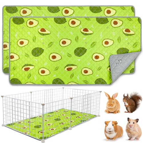 BeBeJoJo 2 Pack Wiederverwendbare PIPI Pads für Meerschweinchen,120x60CM,Waschbar und Super Saugfähige Unterlagen Käfigmatte,Kleintiermatten für Kaninchen,Hamster,Grün von BeBeJoJo