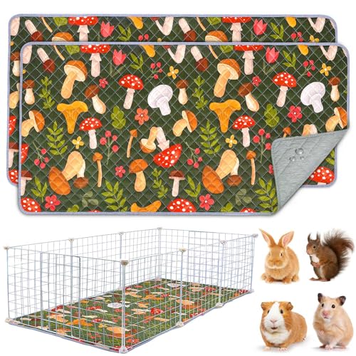 BeBeJoJo 2 Pack Wiederverwendbare PIPI Pads für Meerschweinchen,142x70CM,Waschbar und Super Saugfähige Unterlagen Käfigmatte,Kleintiermatten für Kaninchen,Hamster,Braun von BeBeJoJo