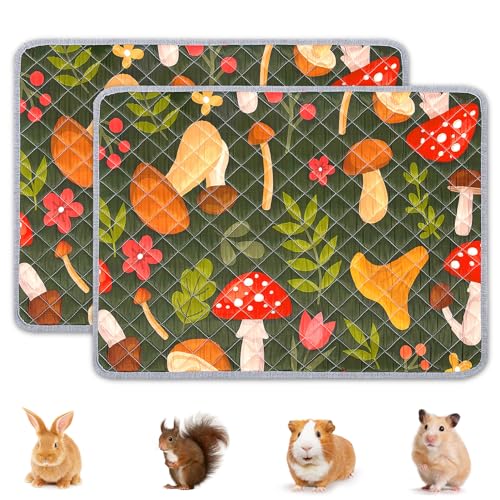 BeBeJoJo 2 Pack Wiederverwendbare PIPI Pads für Meerschweinchen,60x45CM,Waschbar und Super Saugfähige Unterlagen Käfigmatte,Kleintiermatten für Kaninchen,Hamster,Braun von BeBeJoJo