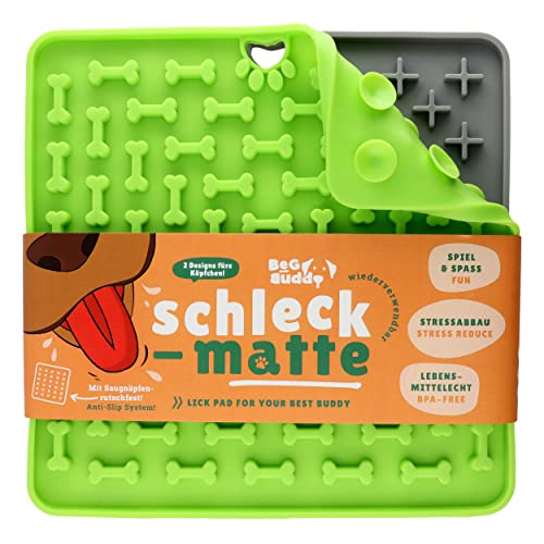 BeG Buddy® Leckmatte Hund, 2 Stück, BPA-frei, rutschfeste Schleckmatte für Hunde, extra starke Saugkraft, Lick Pad für Fellpflege & Krallenpflege, Ablenkung, Anti Schling Napf von BeG Buddy