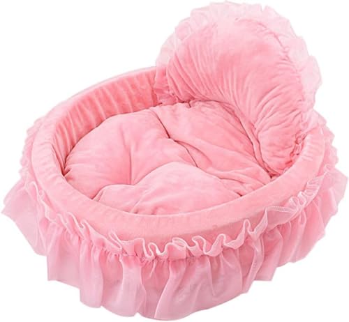 BeLlaq Hundebett flauschig, Katzenbett Donut Kissen, hundebett waschbar, Polsterung in der Mitte herausnehmbar für Kleine und mittlere Haustiere (Rosa) von BeLlaq