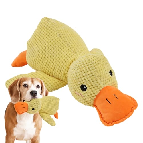 BeNsil Die M-ellow Hundespielzeug-Ente mit Quietscher – süßes Quacksalber-Enten-Hundespielzeug, langlebiges Ca-lming-Enten-Hunde-Kauspielzeug, interaktives Quietsch-Kauspielzeug für Welpen von BeNsil