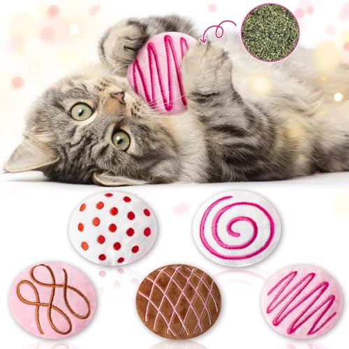 BeYumi Valentinstag Catnip-Spielzeuge Katzen - 5teiliges Schokoladen-Pralinéen-Inspiration Spielzeugset Hauskatzen Weiche Plush-Katzen-Versorgungsartikel Kau- Und Spielzeugset Kätzchen Erwachsene von BeYumi