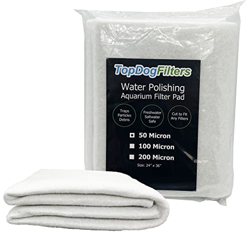 BeamsWork TopDogFilters Polier-Filter-Pad für Aquarium-Filter, Teichfilter, 61 x 91,4 cm, zuschneidbar, für Wasser-Polierpads, Medien, Süßwasser, Salzwasser, Marine, 50 Mikron – 1 Packung von BeamsWork