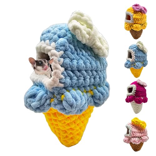 BeanBean Scoop Handgewebte Eistütennester – umweltfreundliche Hängebetten für Zuckergleiter, Hamster und kleine Vögel (Baby Blue Bliss) von BeanBean Scoop