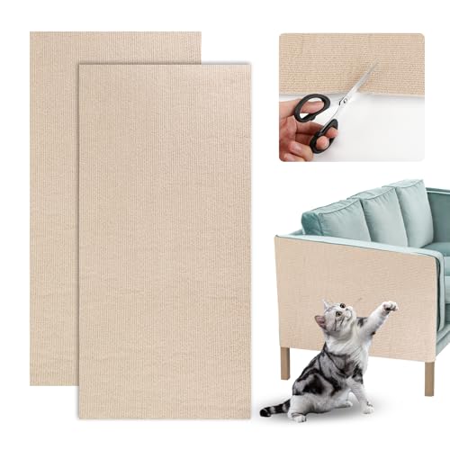 Bearrerp 200 cm x 40 cm,2 Stück Selbstklebend Kratzteppich Katze Wand, DIY Trimmbarer Teppich Matte,Kratzmatte Katze, AntiKratz Tape für Möbel Couch Sofa Wand Tür Schutz (Beige) von Bearrerp