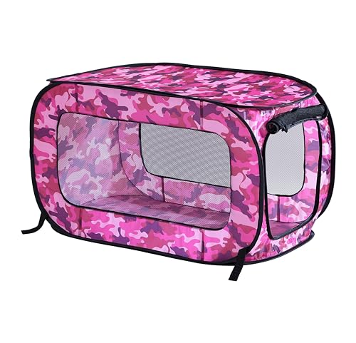 Beatrice Home Fashions Tragbare, zusammenklappbare Hundehütte für Katzen und Hunde, 101,6 x 68,6 x 68,6 cm (L x B x H), Camouflage-Rosa von Beatrice Home Fashions