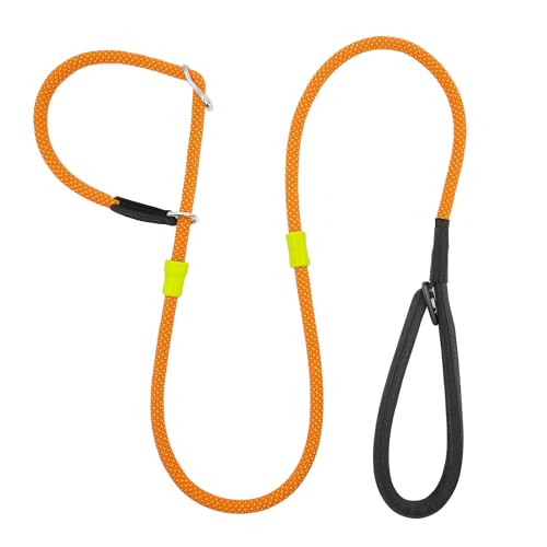 BeauGo Retrieverleine, kein Ziehen, kein Würgen, verstellbar, traditionelles Hundeseil für Hundespaziergänge, Hundetraining (Orange, 1,27 x 1,52 m) von BeauGo