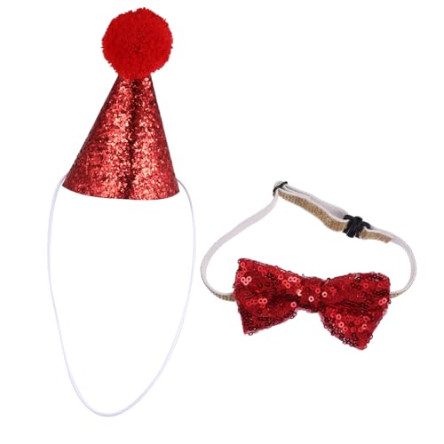 Beaupretty Modisches Weihnachtsmütze- Und Halsband-Set Für Hunde Cosplay-Kopfbedeckung Für Welpen Rot Weihnachtsfeier von Beaupretty