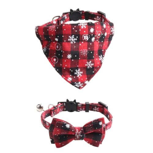 Beaupretty 1 Set Haustier-Halsband-Set Weihnachtsfliege Für Hunde Katzenhalsband Niedliche Feiertags-Katzenhalsbänder Katzenhalsband Halsband Für Haustiere Lätzchen Kristalle von Beaupretty