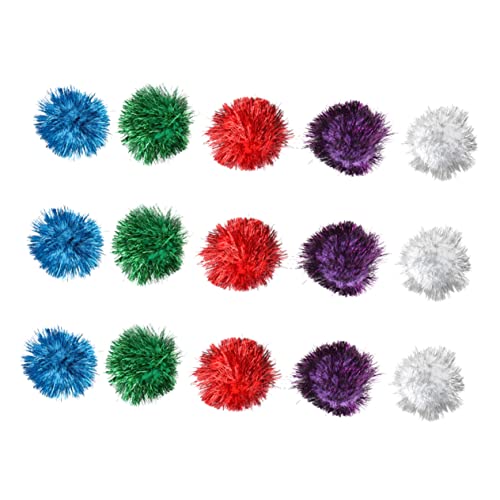 Beaupretty 15st Glitzerkugeln Katzen Glitzern Kugeln Glitzer-pom-pom-Kugeln Pom Pom Funkelnde Fuzzy-bälle Katzenspielzeug Puffbälle Glitzer Pompons Katze Spielt Hundeball Kaschmir von Beaupretty