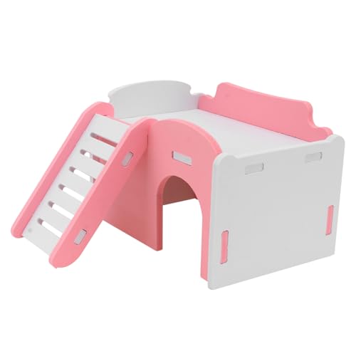 Beaupretty 2 STK Haustier Kletter Zimmer Hamster Kletterhaus Chinchilla-Versteckhütte Spielzeuge Hamsterhütte aus Holz Hamsterhaus Klettern Haustierhaus Hamster Spielen hölzern Rosa von Beaupretty