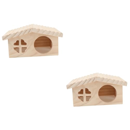 Beaupretty 2 STK Haustier-Villa-Nest Hamsterhausbett Hamsterhütte Hamsterhaus Aus Holz Hamsterversteck Aus Holz Haustiernest Hamsterbett Haustiere Hölzern Massivholz Das Bett von Beaupretty