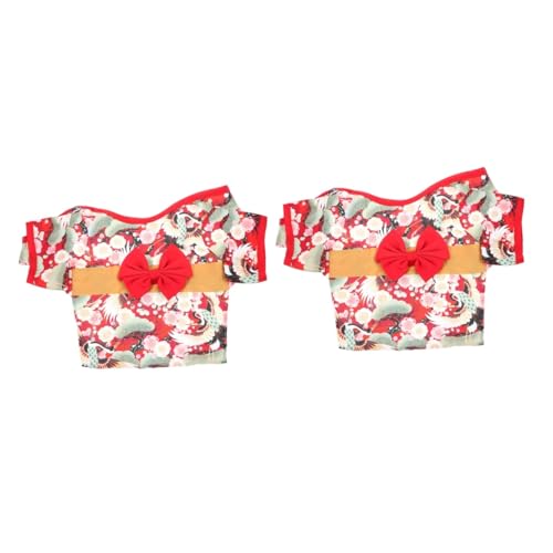 Beaupretty 2 STK Kleidung Für Haustiere Hund Kimono-kostüm Für Kätzchen Blumenkleid Für Haustiere Weihnachtskostüm Für Haustiere Mit Blumenmuster Kimono-kostüm Für Katzen Mantel Winter Stoff von Beaupretty