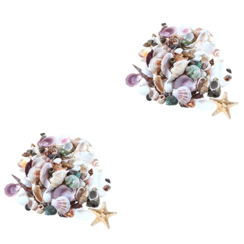 Beaupretty 2 Sätze Natürliche Seestern-Muschelschale -Party-Dekorationen Hawaiianische Weihnachtsdekoration Muscheln Perlen Aquarium Ornament natürliche Muschel Aquarienmuscheln Hülse von Beaupretty